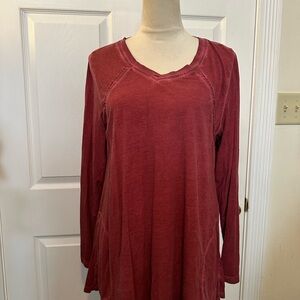 LOGO by Lori Goldstein Burgundy Long Sleeve Tunic
